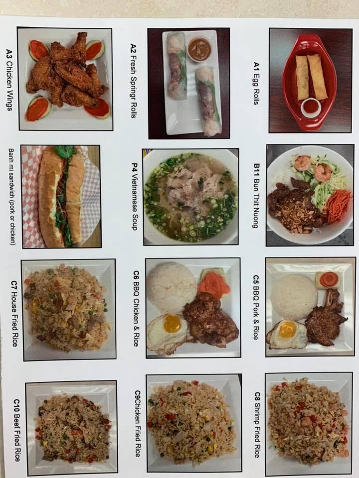 Menu at Pho Valley restaurant, Monongahela
