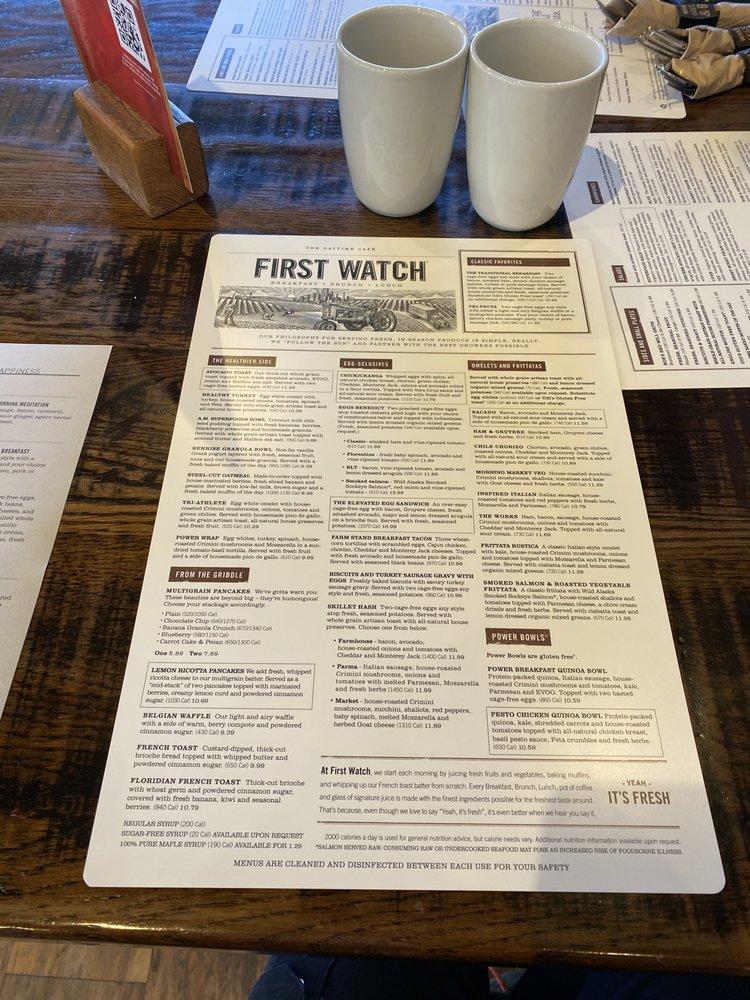 Menu at First Watch cafe, Pittsburgh, Clairton Blvd