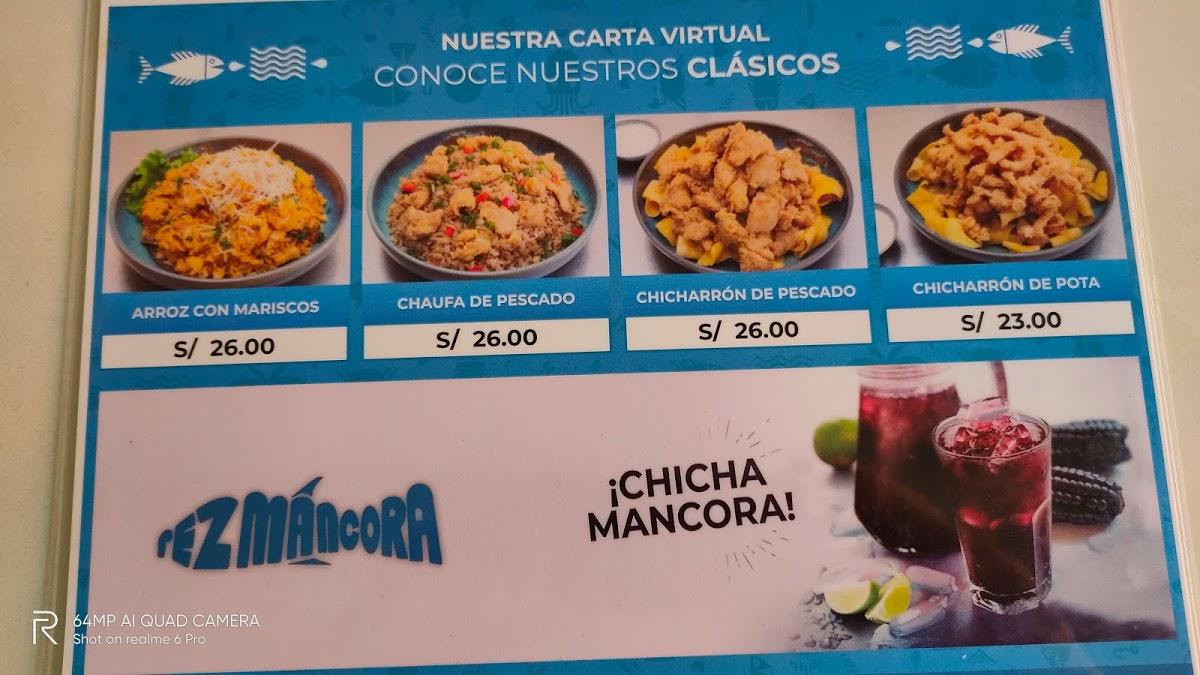 Menu at Pez Máncora restaurant, Breña