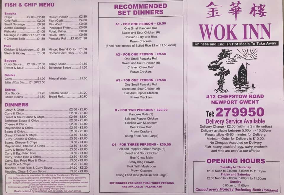 Menu At Wok Inn Fast Food Newport