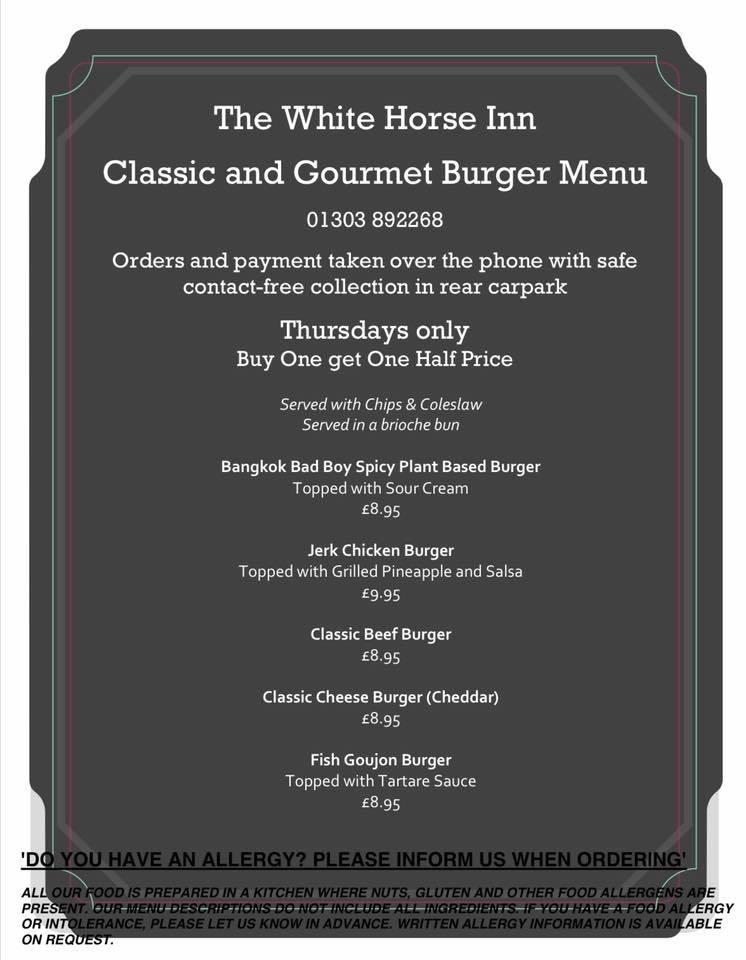 Menu at White Horse pub & bar, Folkestone