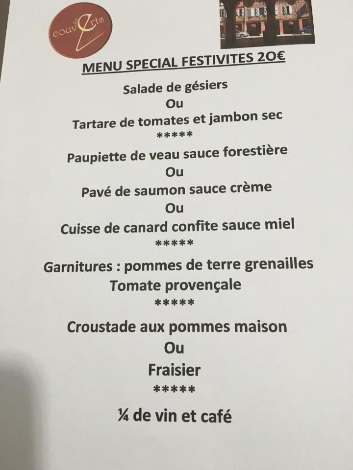 Menu au Les Couverts D'antan restaurant, Mazères