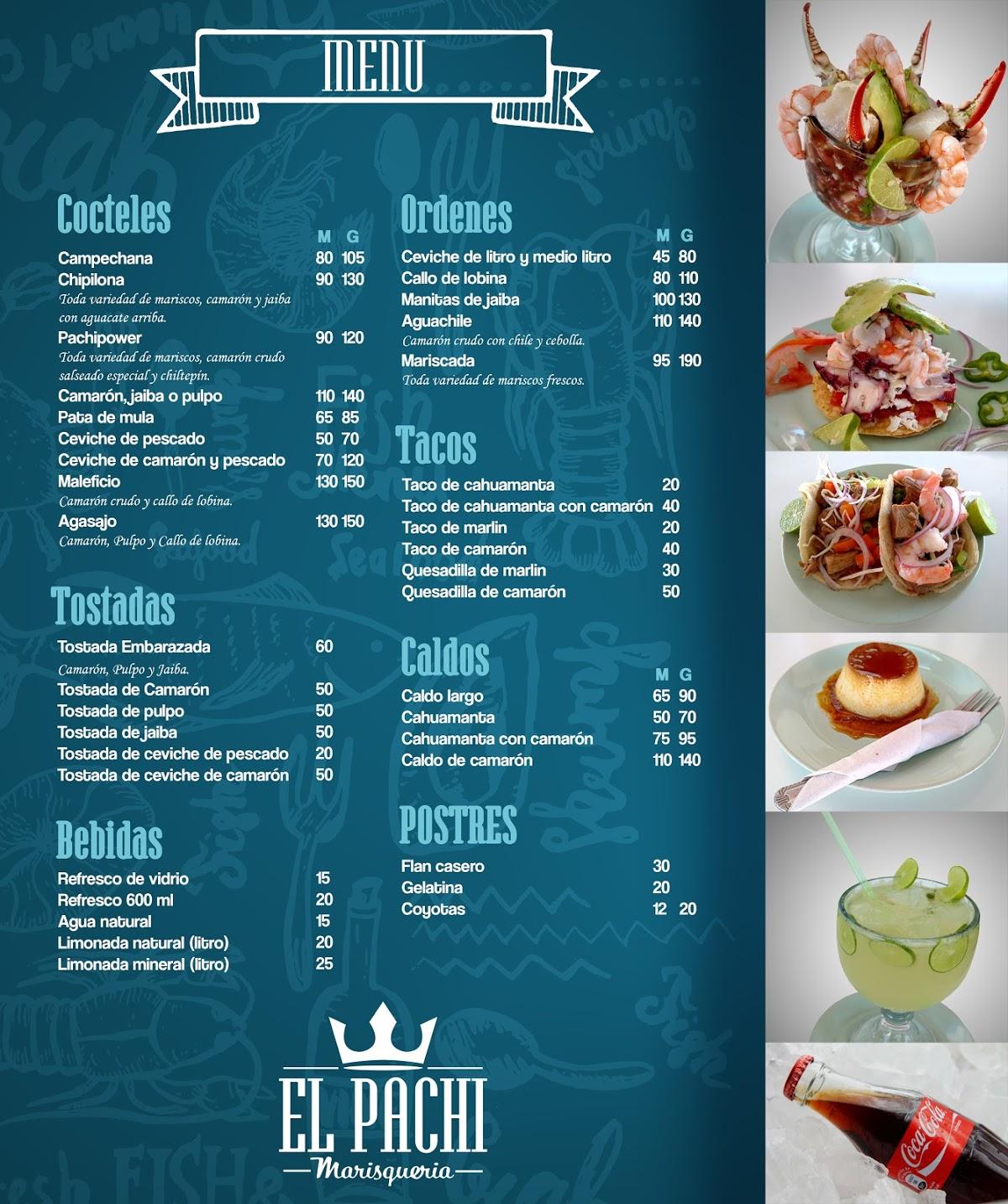 Menu at Mariscos El Rey restaurant, Ciudad Obregón, Nicolás Bravo 720