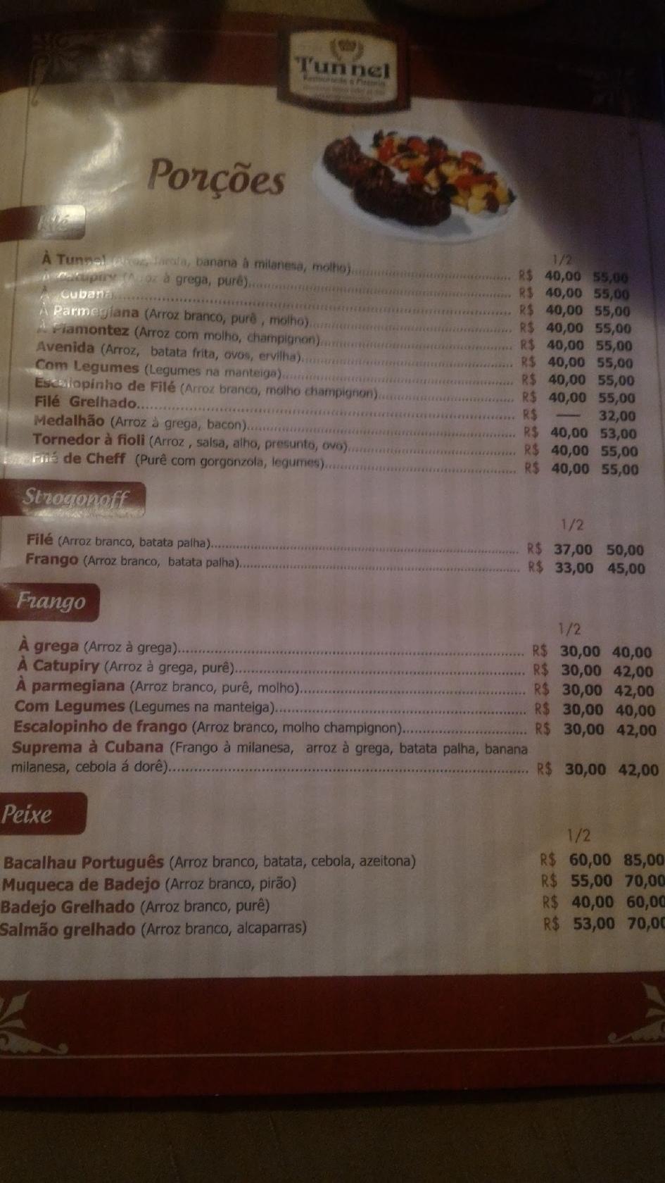 Menu em Restaurante e Pizzaria Tunnel, Teófilo Otoni
