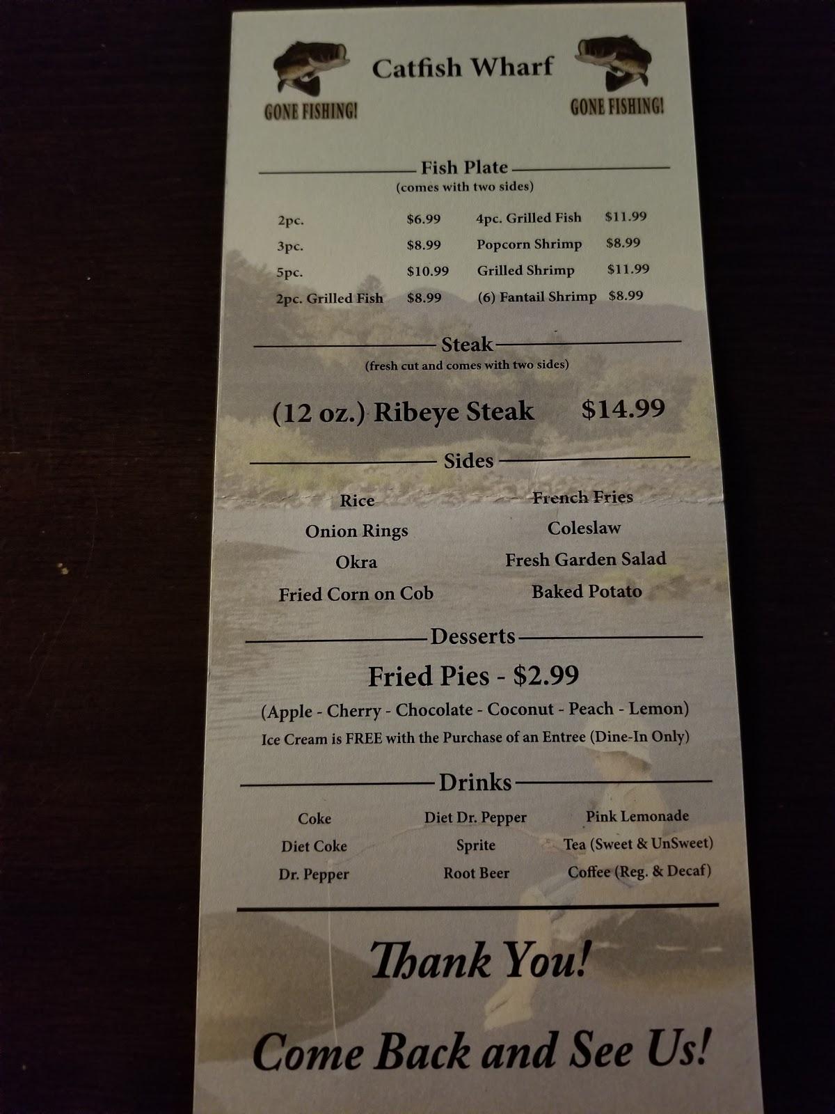 Menu at Catfish Wharf restaurant, 610 South Bypass