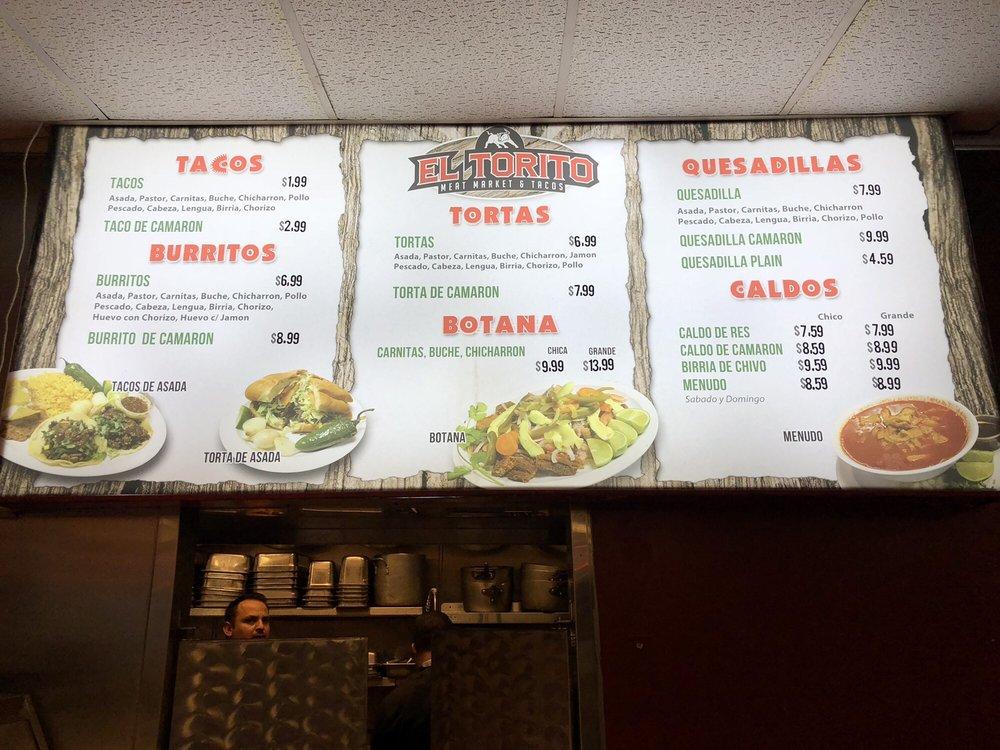 Menu at El Torito restaurant, Jurupa Valley