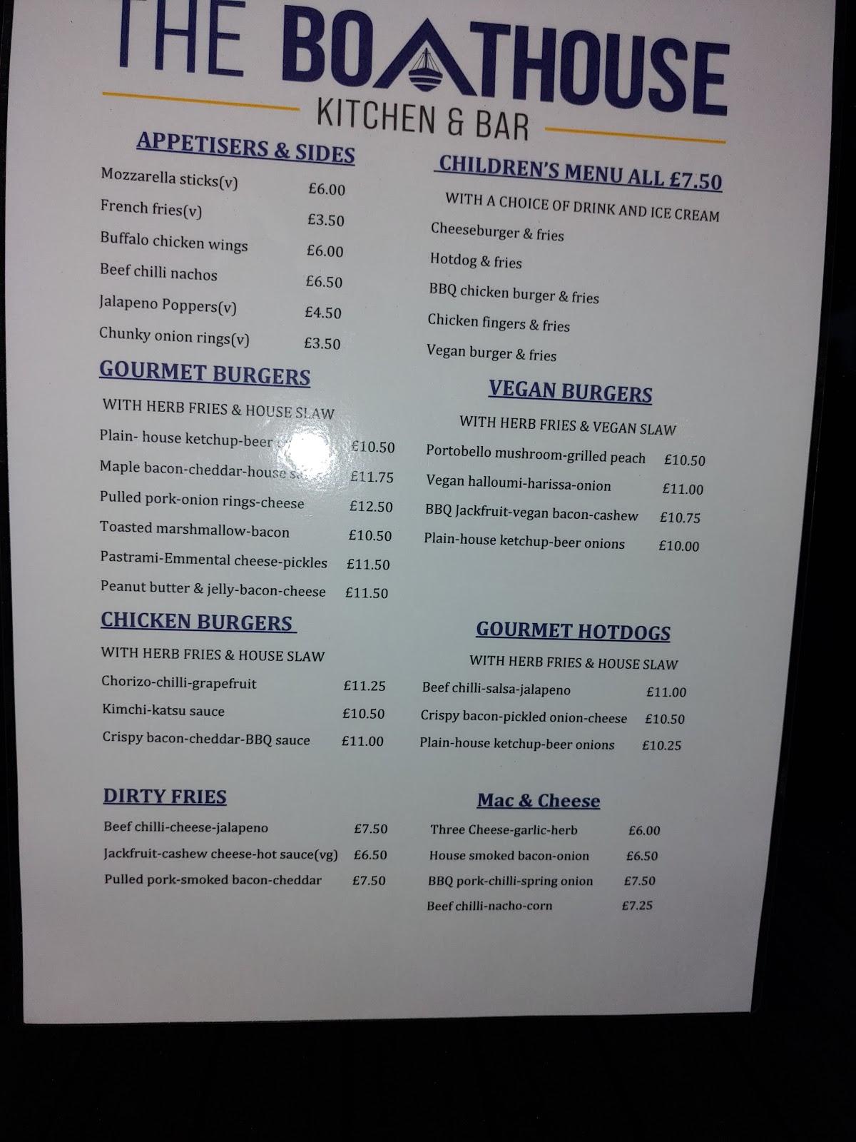 Menu at The Boathouse Kitchen and Bar, Woodbridge