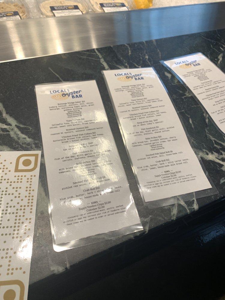 Menu at Locals Oyster Bar, Durham