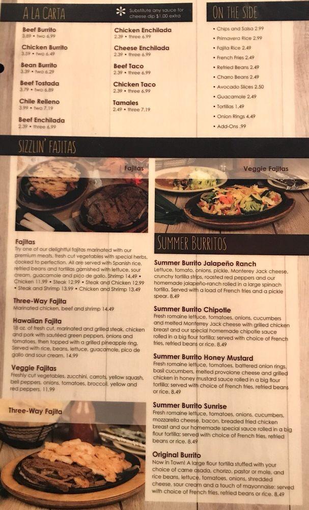 Menu at Tequila Sunrise Mexican Restaurant, Fishers