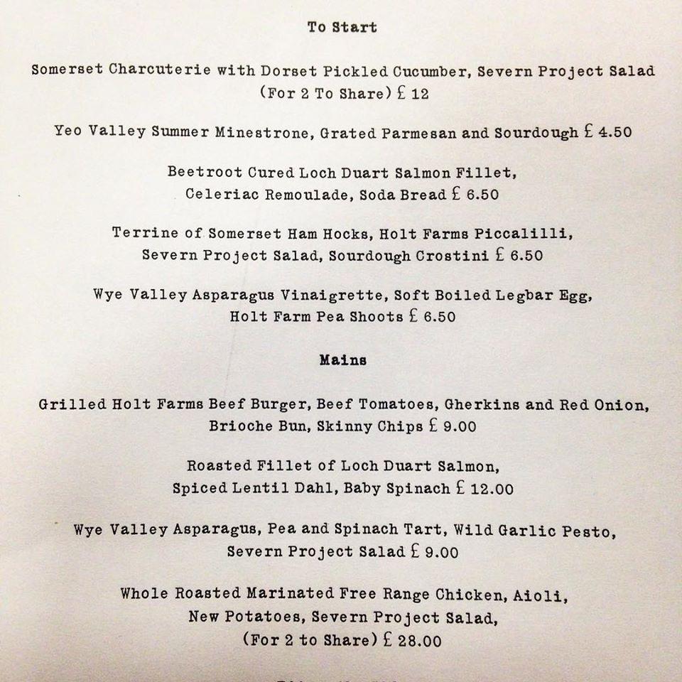 Menu at Yeo Valley Canteen restaurant, Bristol