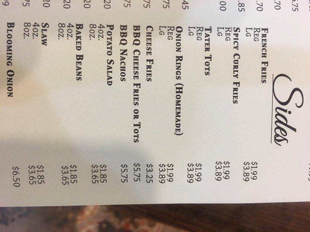 Menu at Dairy Hut BBQ, Obion