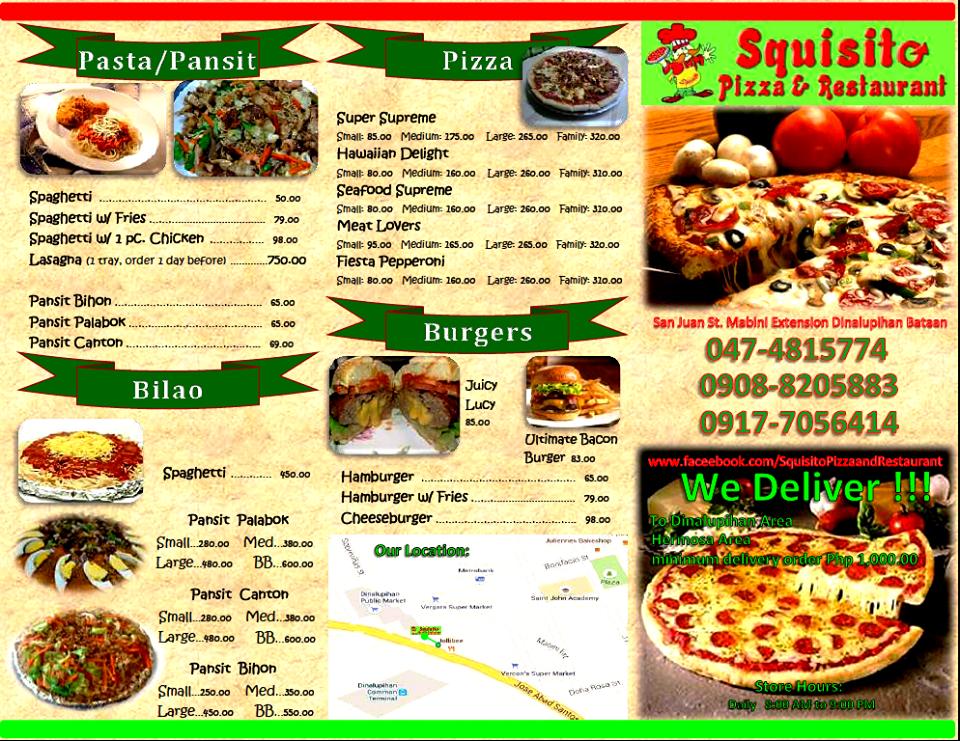 Menu at Squisito Pizza & Restaurant, Dinalupihan