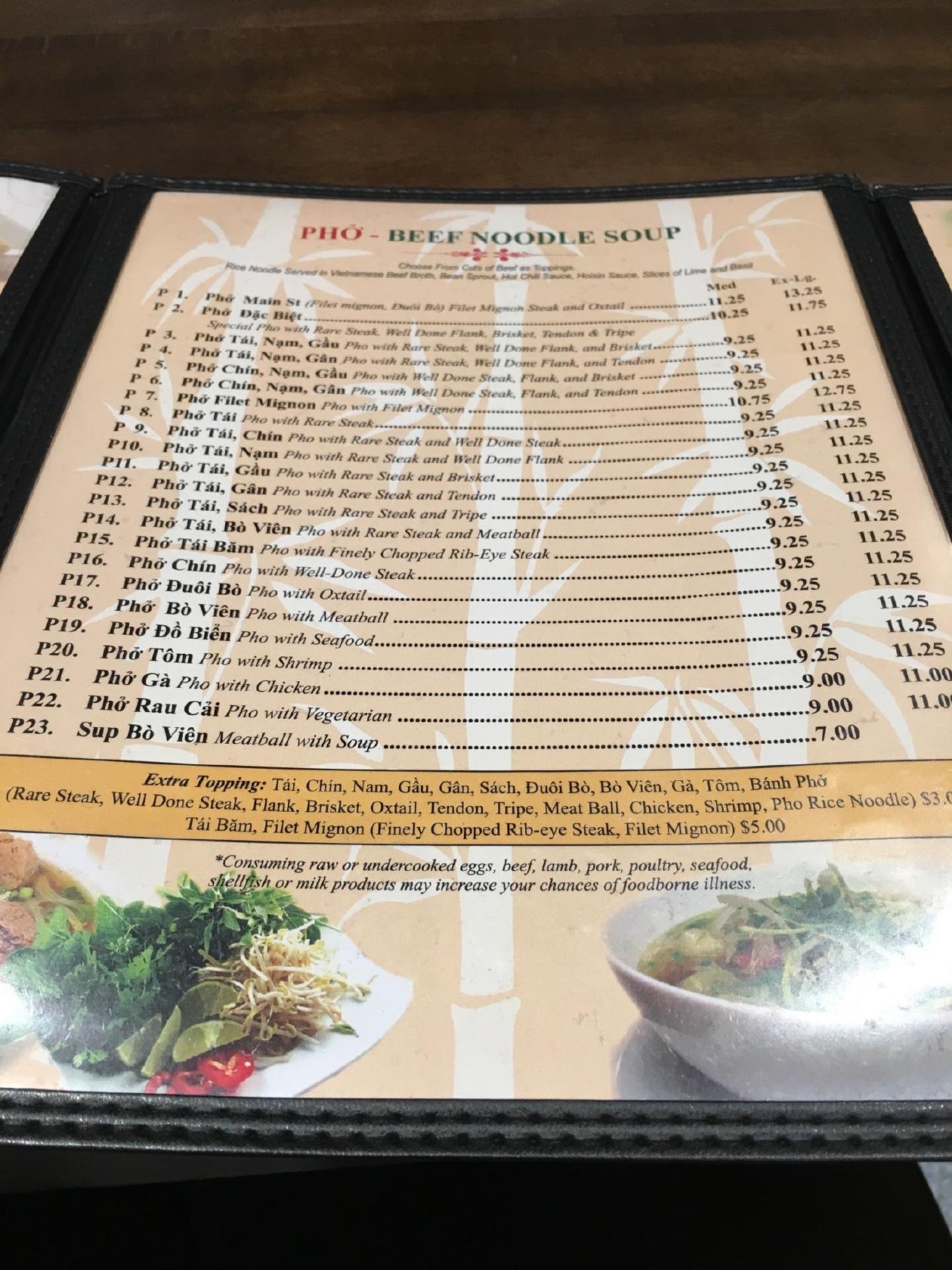 Menu at Pho Today Bridgewater restaurant, Bridgewater