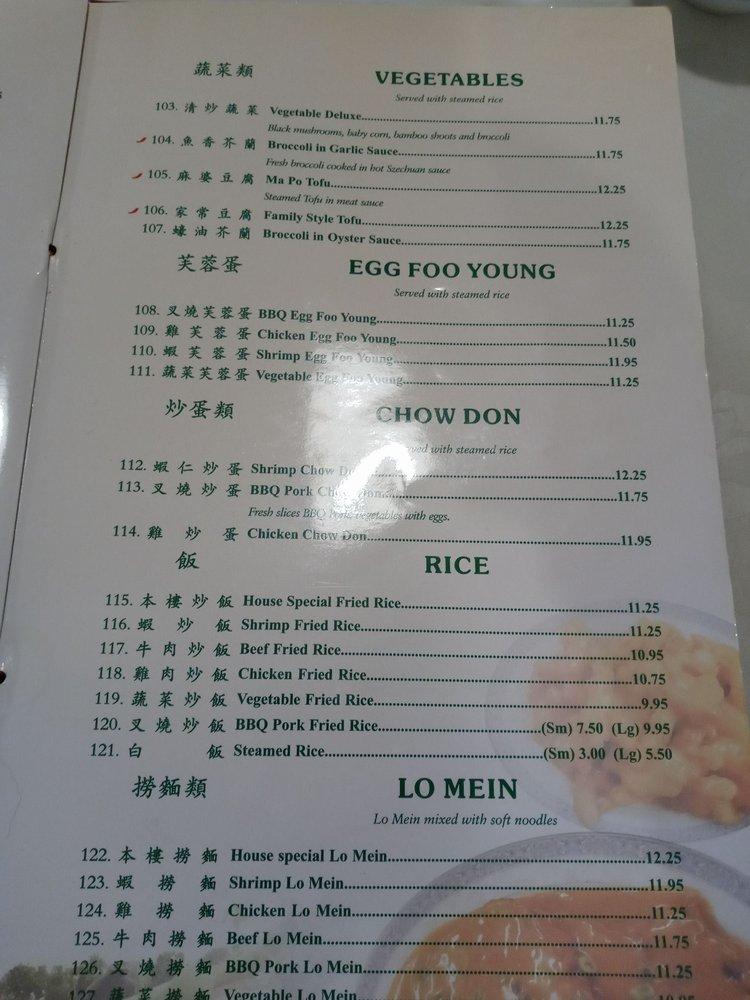 Menu at Panda Inn Restaurant, Longview