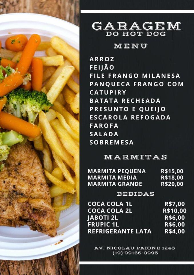 Restaurante e choperia GARAGEM DO HOT DOG cardápio