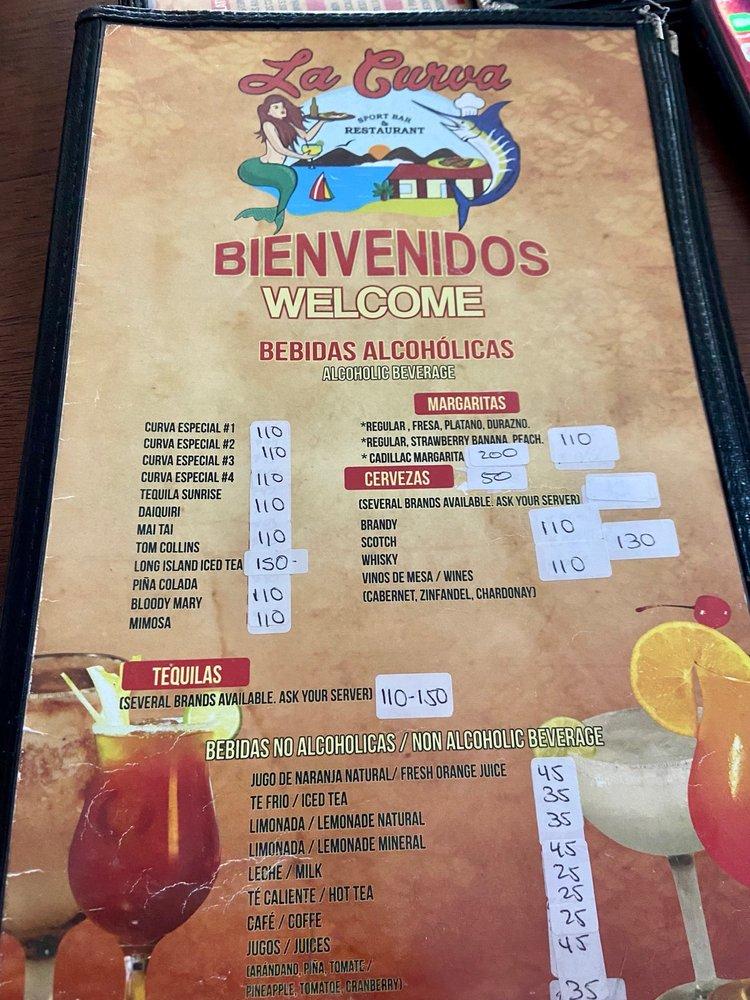 Carta de La Curva Restaurant & Sport Bar, Puerto Peñasco