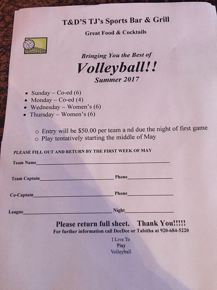 Menu at TJ's Sports Bar & Grill, Manitowoc