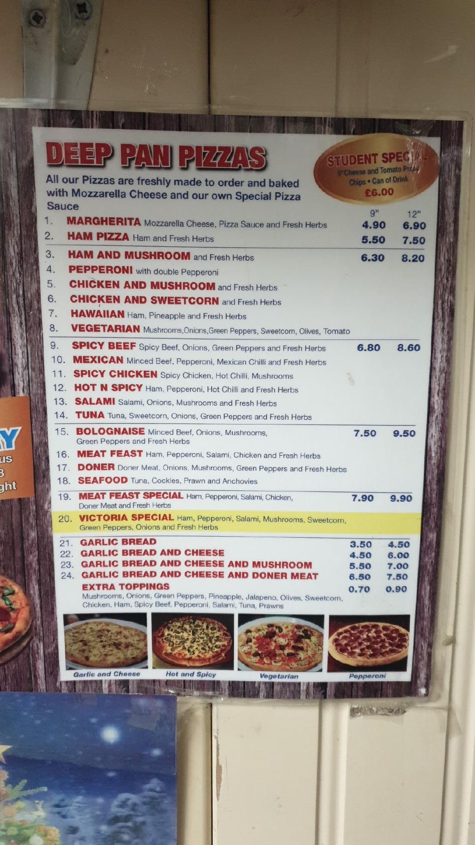 Menu at Victoria Kebab & Pizza House fast food, Birkenhead