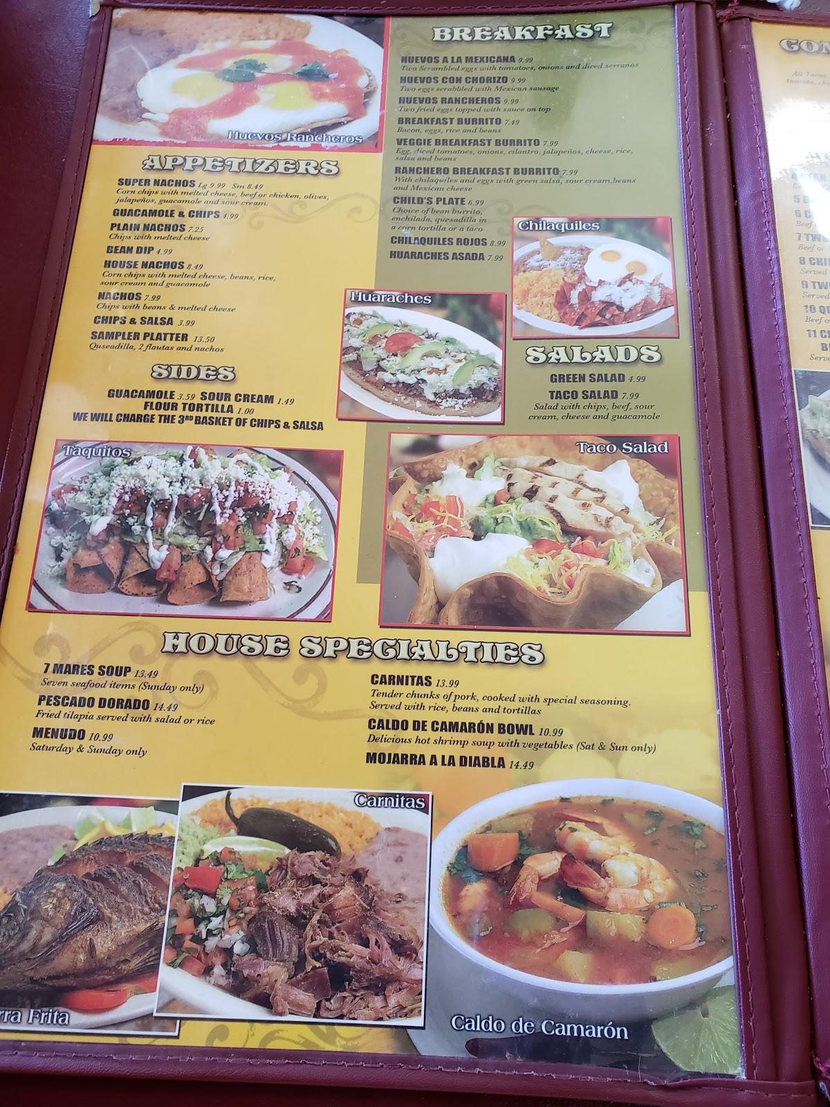 Menu at La Costa Mexican Restaurant, Fortuna