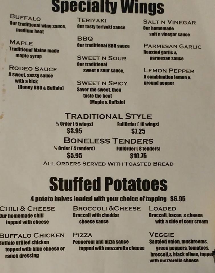 Menu at Shapleigh Corner Store pizzeria, Shapleigh, 3 Back Rd