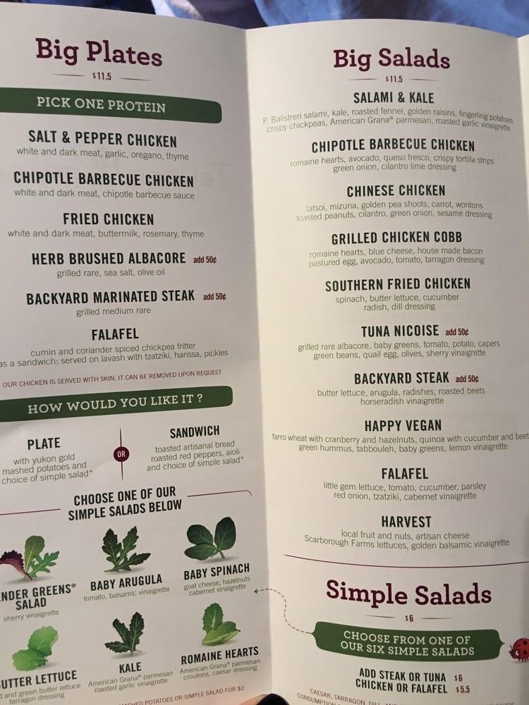 Tender Greens - Menu