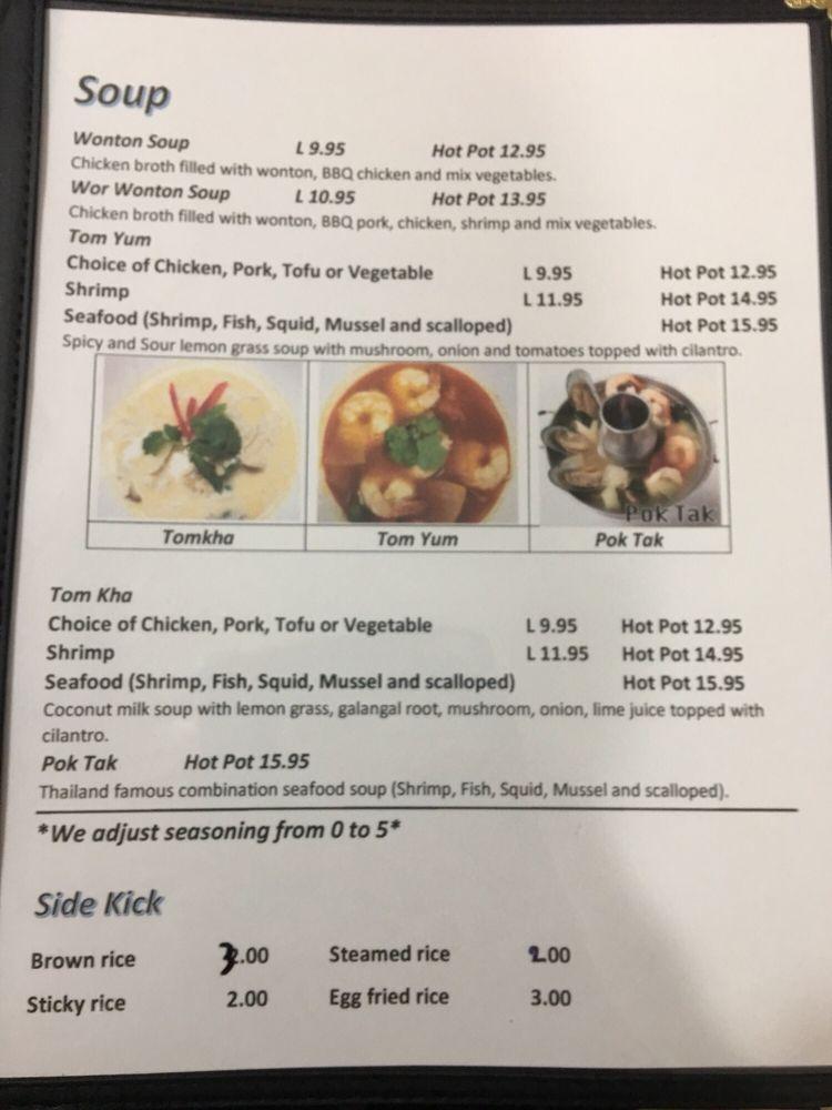 Carta de Thai Food Restaurant, Lake Havasu City