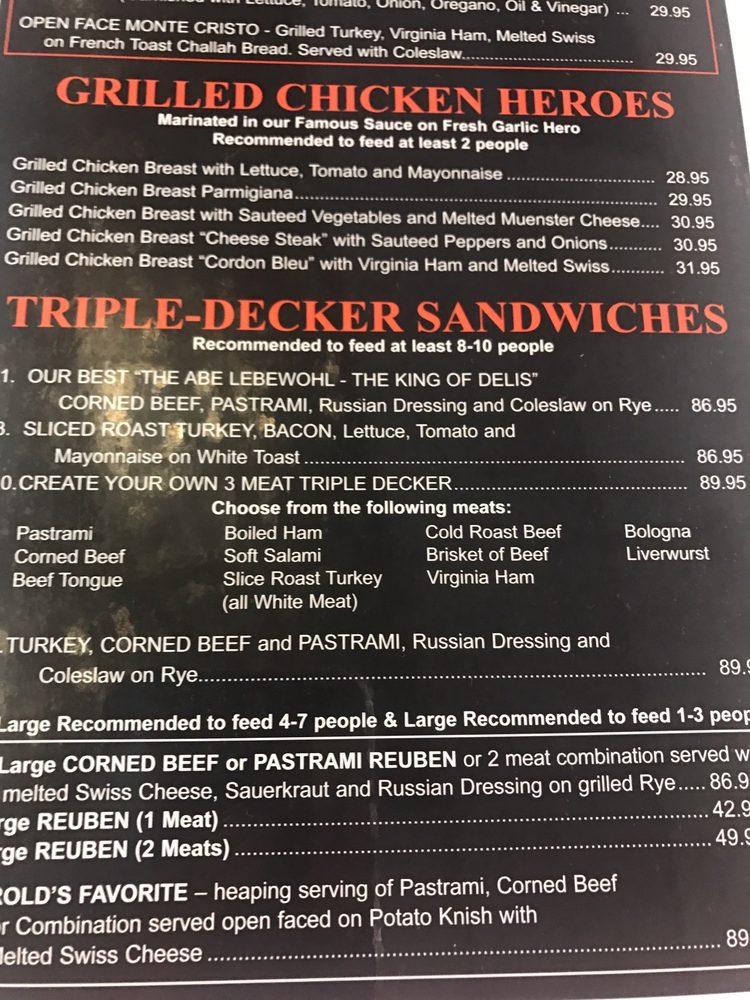 Menu at Harold's New York Deli restaurant, Edison, King Post Rd