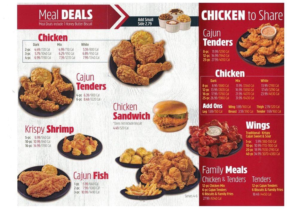 Menu at Krispy Krunchy Chicken restaurant, Hayward, Hesperian Blvd