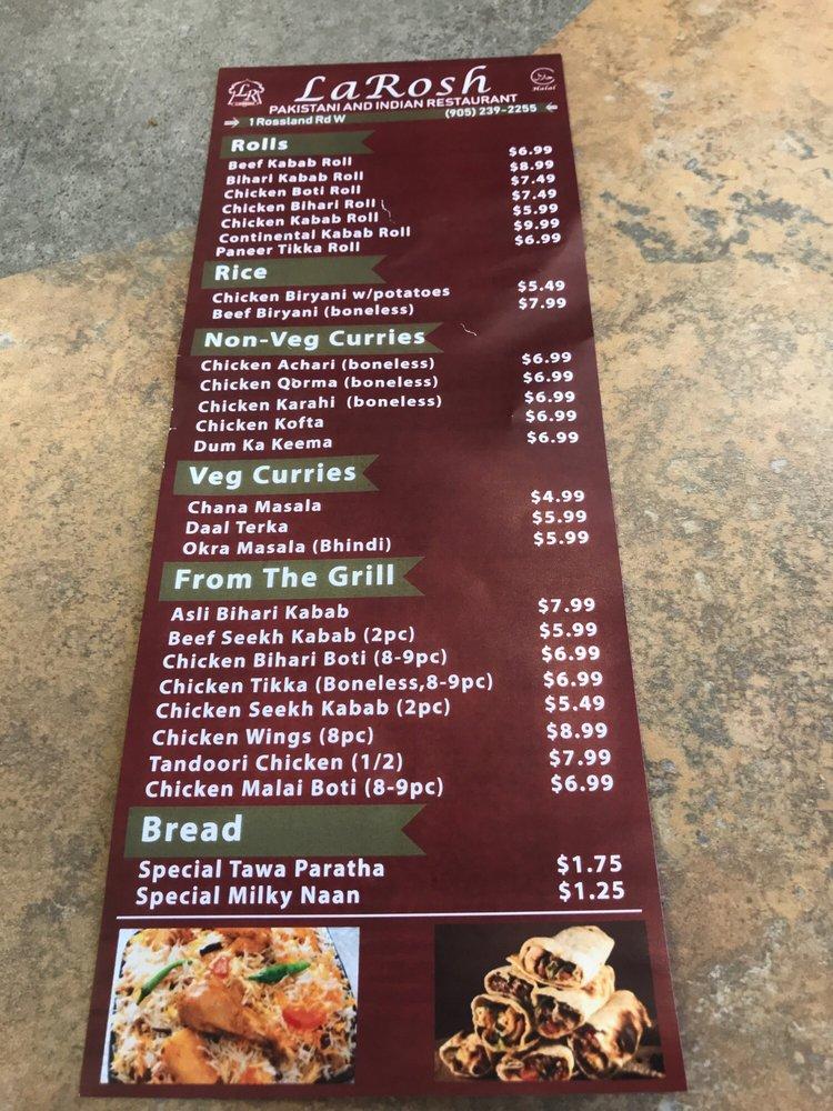 Menu at LaRosh restaurant, Ajax