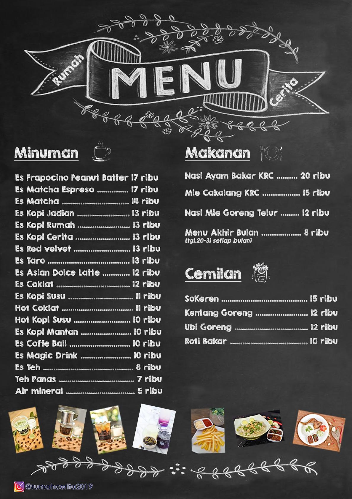 Menu at Rumah Cerita cafe, Palu