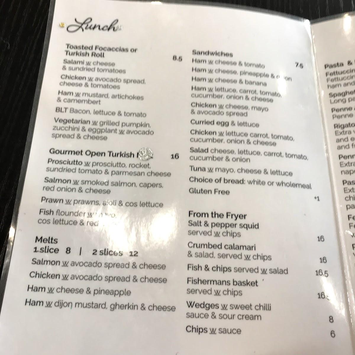 Menu at Cafe Aglio & Olio, Forbes, 36 Parkes Rd