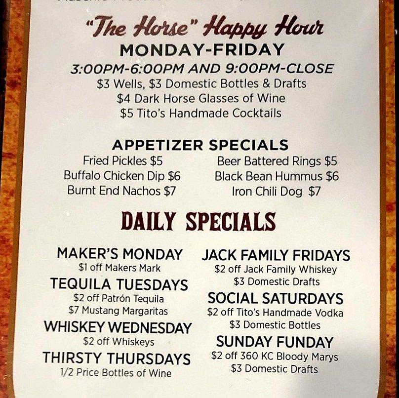 Menu at Iron Horse Bar & Grill Leawood, Leawood