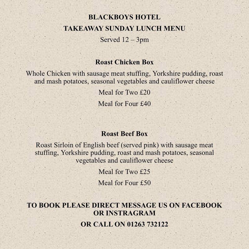 Menu at The Black Boys Hotel pub & bar, Hevingham