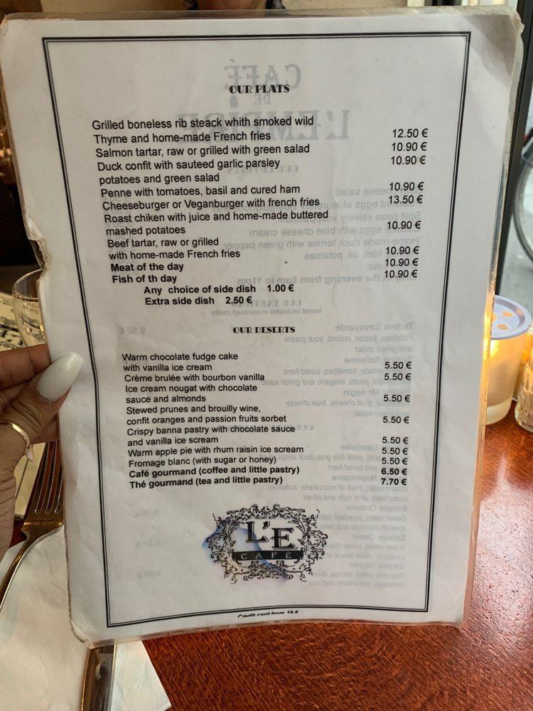 Menu at Café de l'Empire, Paris