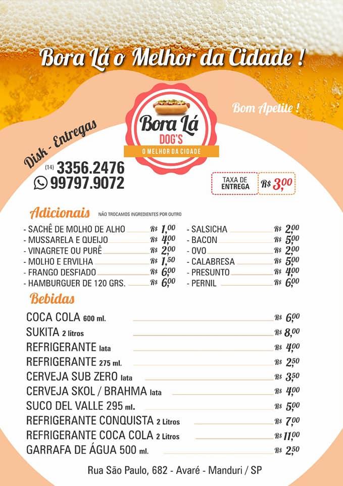 Bora Lá Dog's cardápio