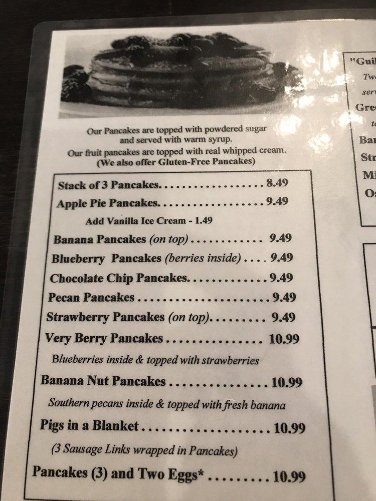 Menu at Colonial Pancake House cafe, Williamsburg, 301 Page St