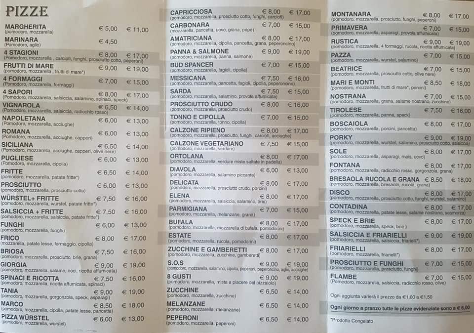 Menu di Da Renzo 