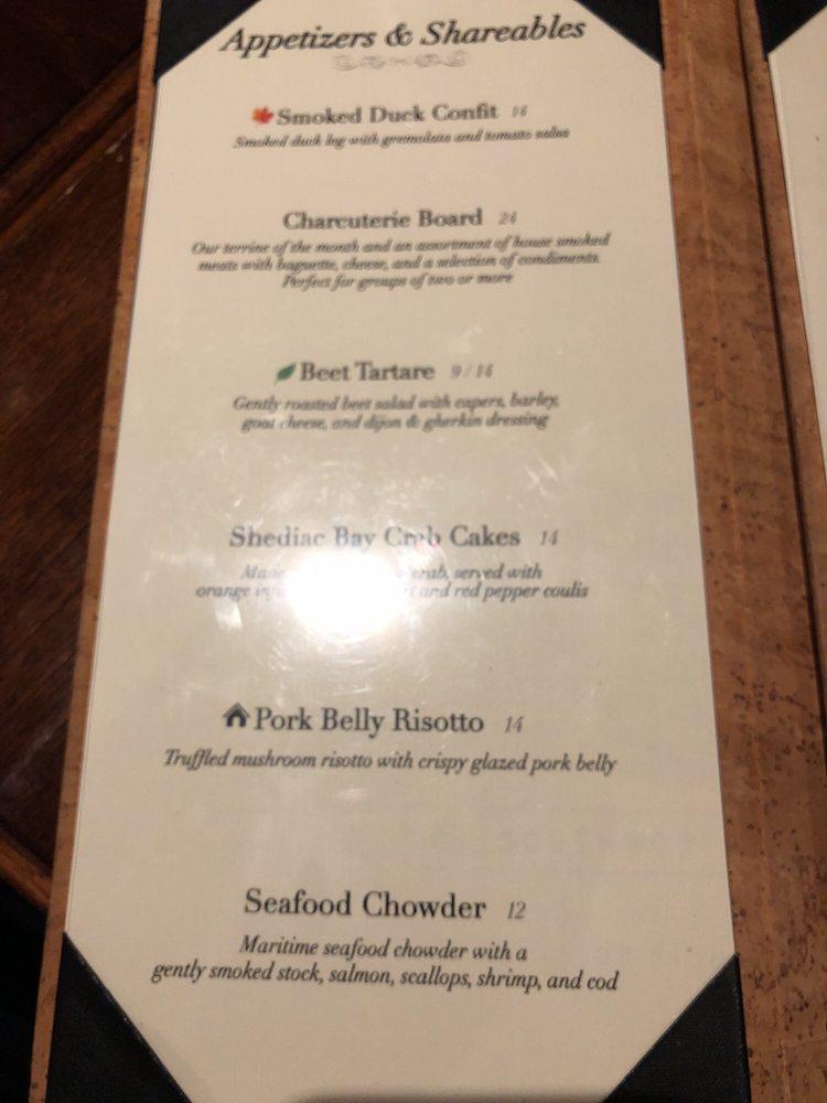 Menu at Tony's Bistro & Patisserie cafe, Moncton