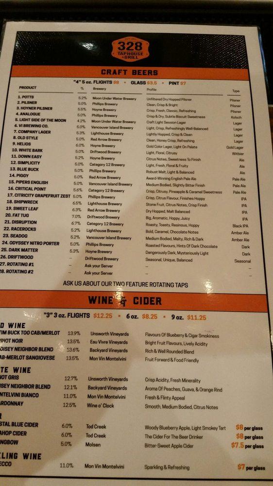 Rc70 328 Taphouse And Grill Menu 