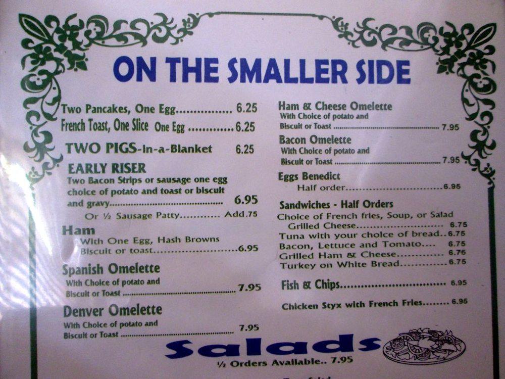 Menu at Waffle Cafe, Manteca