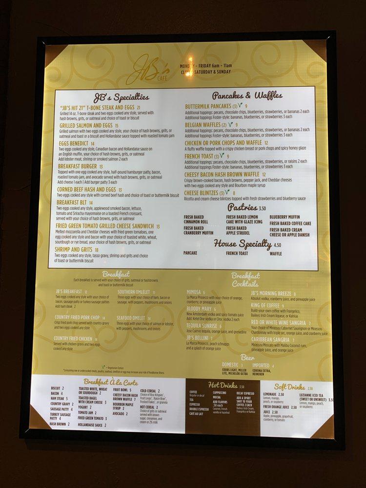 Menu at JB Cafe at Horseshoe Tunica (CLOSED), Robinsonville