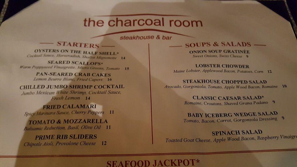 Menu at The Charcoal Room steakhouse, Las Vegas, W Sahara Ave