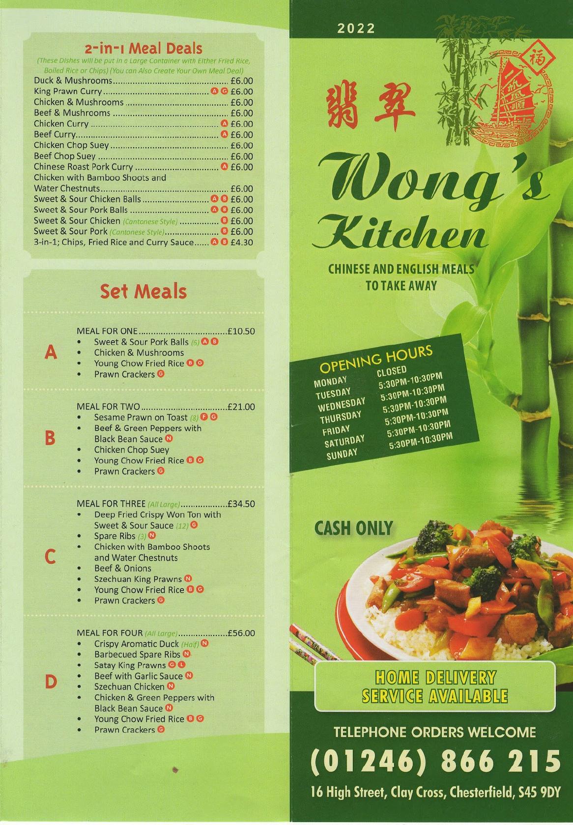 Menu At Wong S Kitchen Fast Food North Wingfield   Rc71 Menu Wongs Kitchen 2022 09 12 