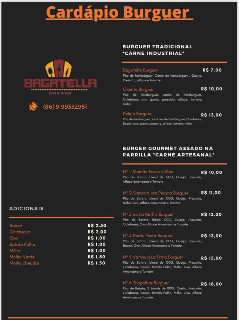 Menu At Bagatella Grill Brasa Restaurant Teresina