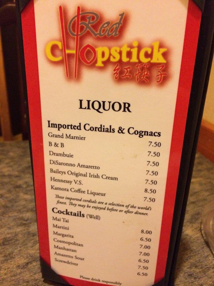 Menu at Red Chopstick restaurant, Sedona, 111 Bell Rock Plaza