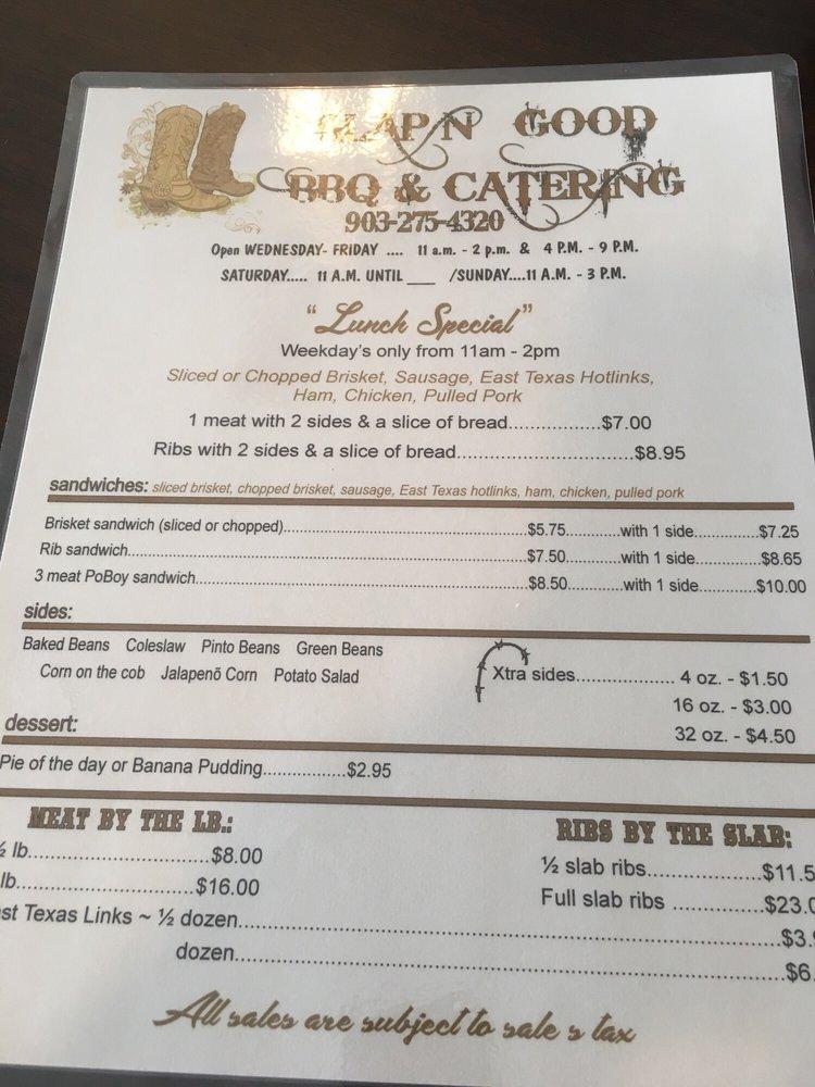 Carta de Slap N' Good BBQ & Catering, Kemp
