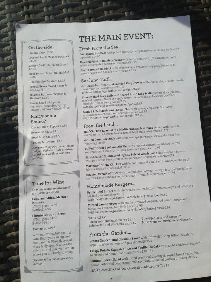 Menu at Cromwell Cottage Northampton pub & bar, Northampton