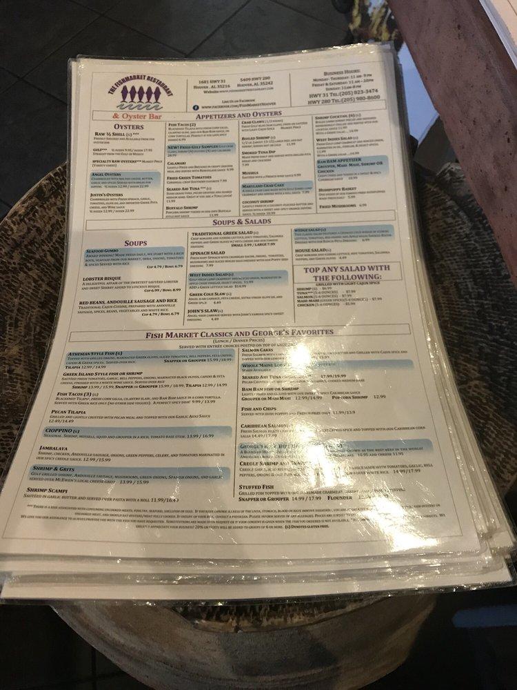 Menu at The Fish Market Restaurant, Birmingham, US31