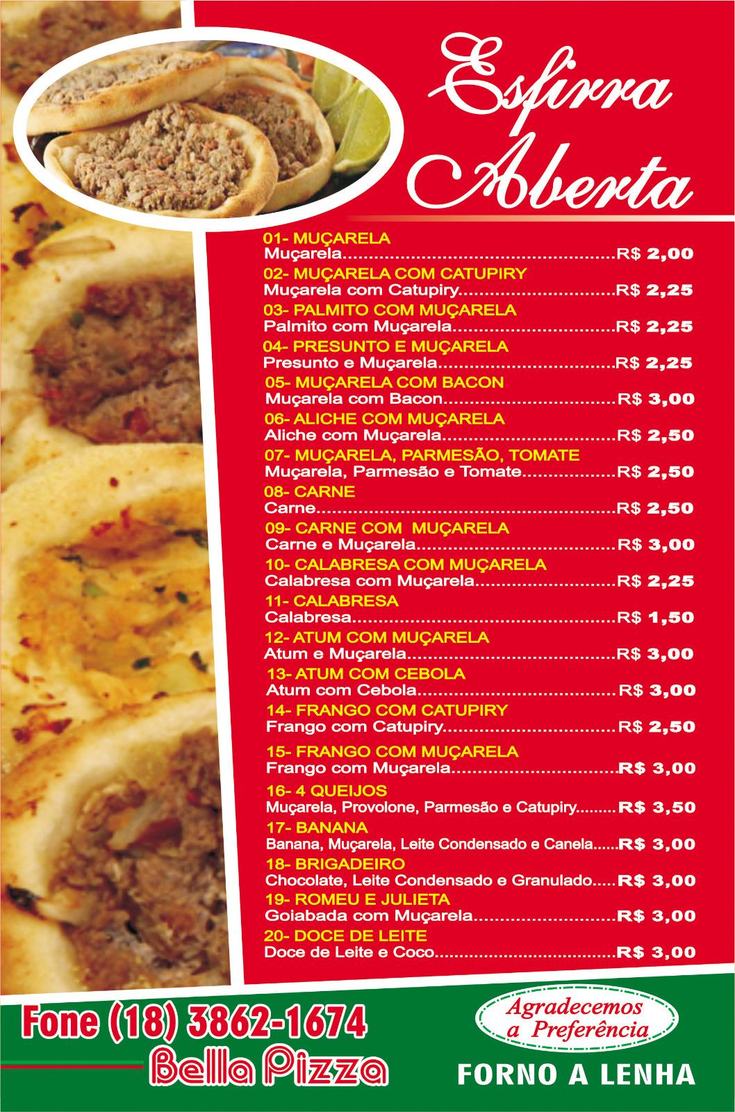 Menu em Bella Pizza Forno A Lenha restaurante, Pacaembu