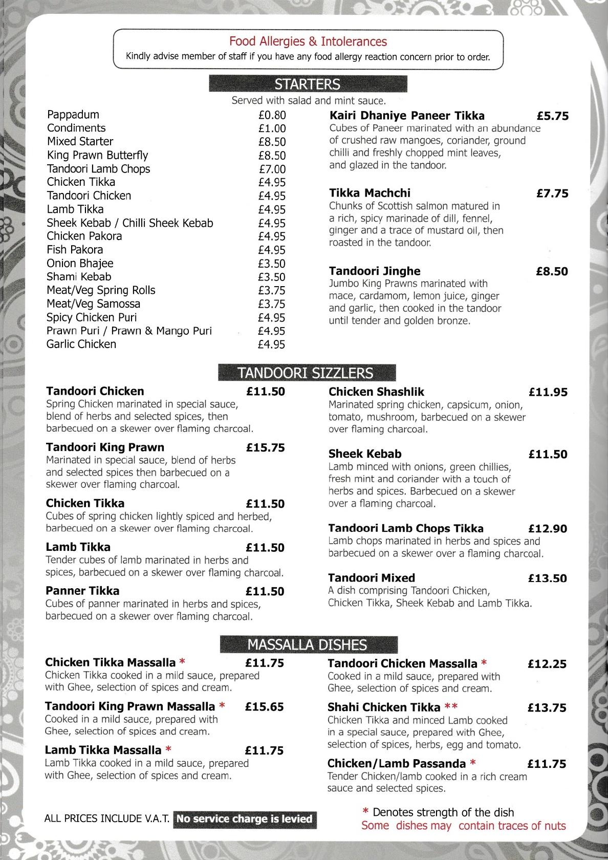 Menu at Zafraan Restaurant, Timperley